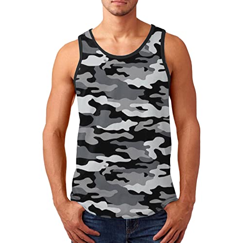 Herren Tank Top Sport Sommer Tanktop Muskelshirt Achselshirts Ärmelloses Fitness Shirt Herren Fitness Shirt Rundhals-Ausschnitt Slim Fit Langarm Männer Trainingsshirt Top A01 von Mguotp