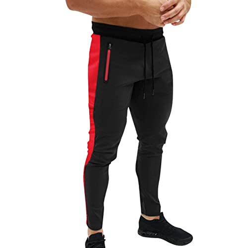 Mguotp Jogginghose Gerades Bein Hoses Street Herren-Jogginghose Fitness mit Reißverschluss schlank Sports Casual-Hosentaschen Joggen Herrenhose von Mguotp