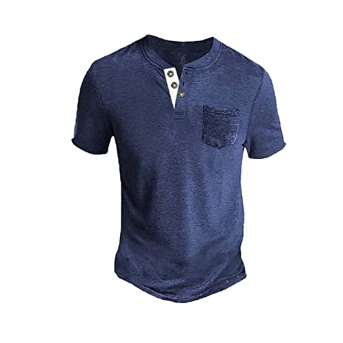 T Shirt Herren V Ausschnitt Kurzarm Henley Shirt Männer Freizeithemd Slim Fit Atmungsaktive Lässige T Shirts Streetwear von Mguotp