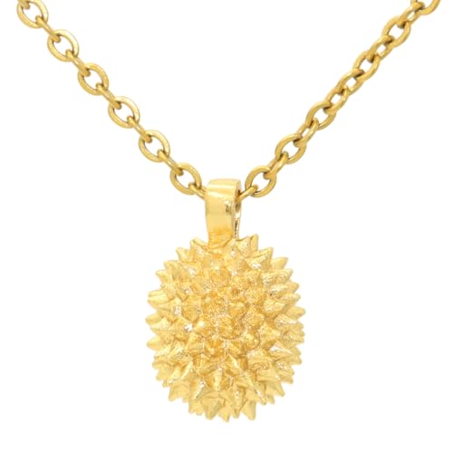 Mgutillart Modische Halskette mit 18 Karat vergoldetem Durian-Frucht-Anhänger, Kein Edelstein von Mgutillart