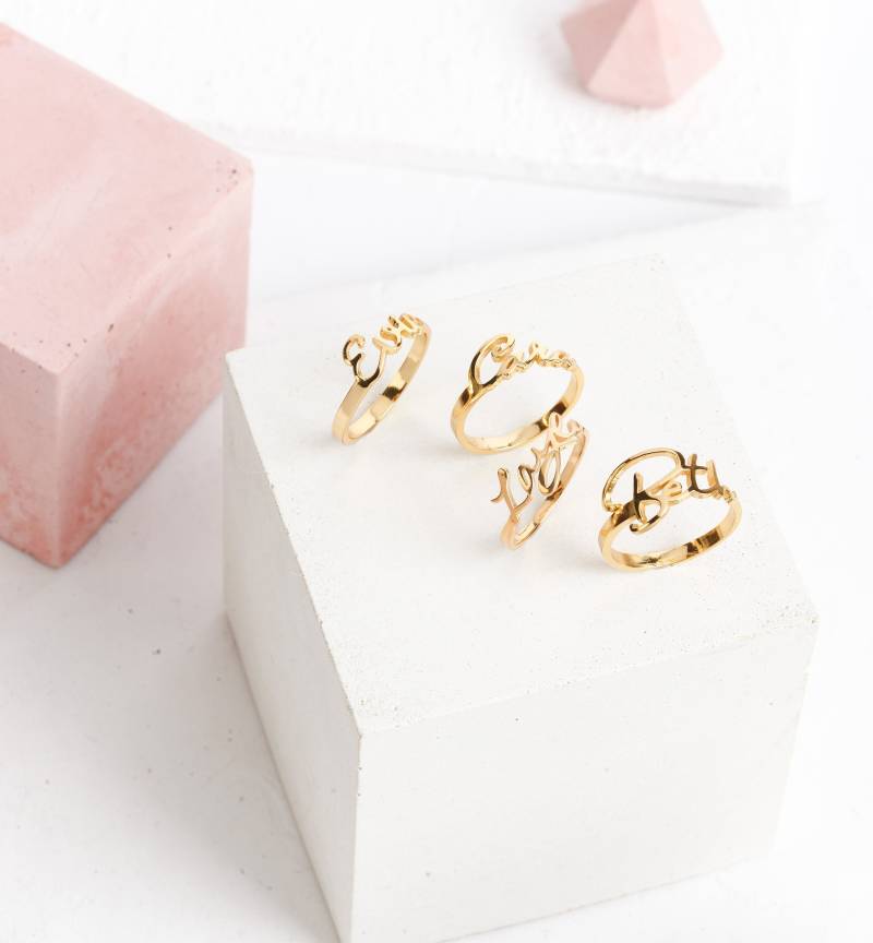 Gold Namensring | Personalisierter Personalisierte Ring Geschenk Für Sie Namensschmuck Schreibschrift Gold Namensring | Personalisierter Personalisierte Ring Geschenk Für Sie Namensschmuck Schreibschrift von MhohoAndCo