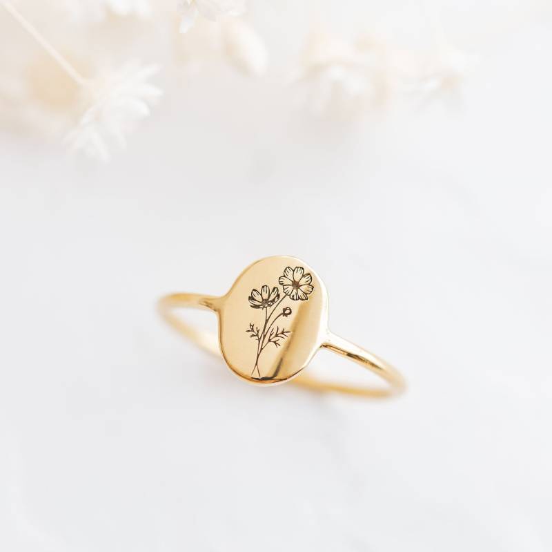 Personalisierte Geburtsblume Ring | Gold Zierliche Schmuck Geburtsblumenring Mit Gravur Neue Mama Geschenk Personalisierte Geburtsblume Ring | Gold Zierliche Schmuck Geburtsblumenring Mit Gravur Neue Mama Geschenk von MhohoAndCo