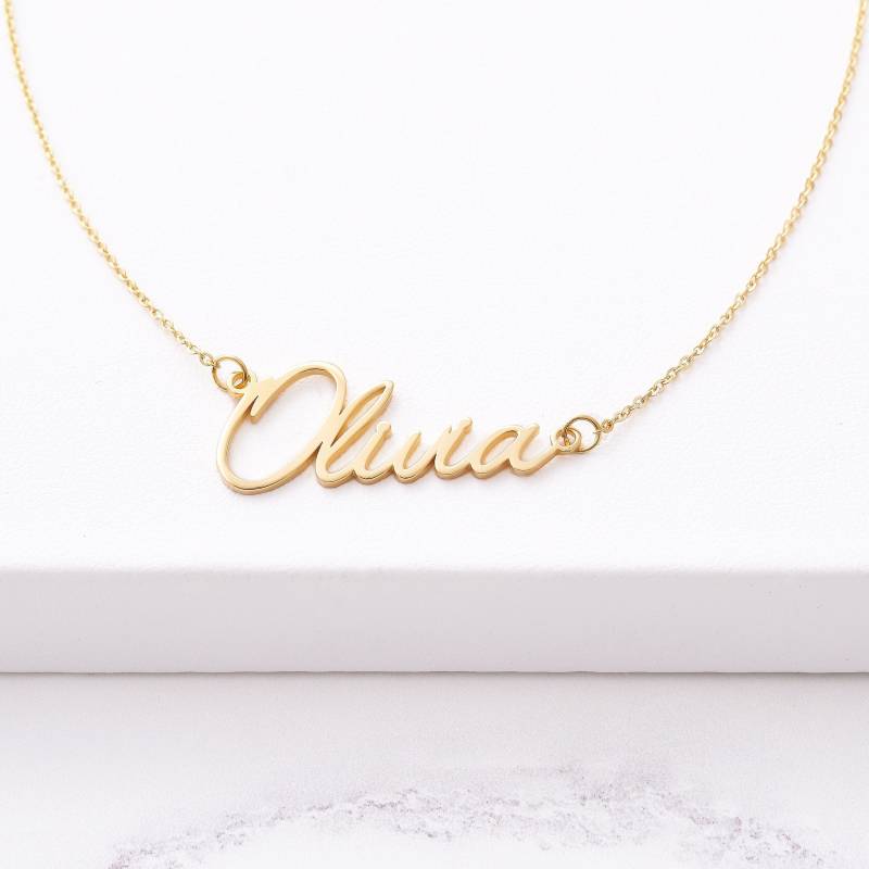 Personalisierte Namenskette | Gold Mit Schriftzug Halskette Brautschmuck - Schriftart #2 Personalisierte Namenskette | Gold Mit Schriftzug Halskette Brautschmuck - Schriftart #2 von MhohoAndCo