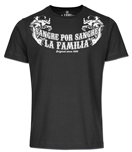 LA Familia ORIGINAL Double T-Shirt, IN DER MODEFARBE Black HOCHWERTIGE VERARBEITUNG Motiv Front- UND Backprint 100% Baumwolle SCHWERE QUALITÄT (M) von Mi Barrio