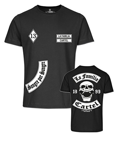 La Familia Herren T-Shirt Patch MC13 schwarz Größe L von Mi Barrio