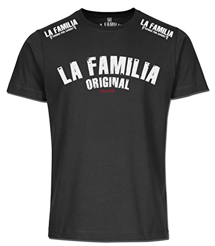 La Familia Original, Fight Black LINE, Herren T-Shirt (XL) von Mi Barrio