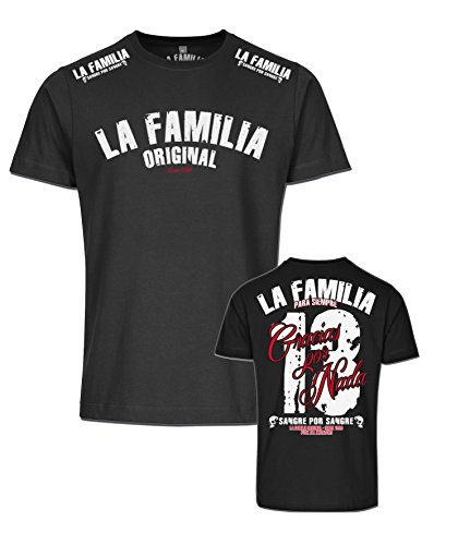 La Familia Original Fight, Black Line Herren T-Shirt 13, schwarz 100% Baumwolle (M) von Mi Barrio