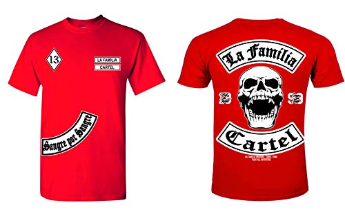 La Familia Herren T-Shirt Patch MC13 Rot Größe XL von Mi Barrio