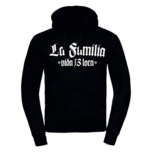 La Familia Vida Loca 13 Original, Kapuzenpulli/Hooded, Männer Herren in rot oder schwarz (5XL, Schwarz) von Mi Barrio