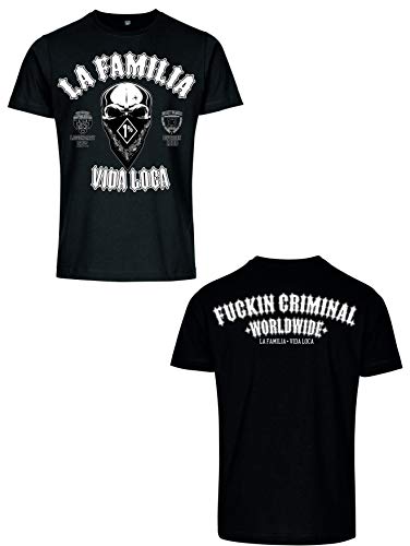 La Familia Vida Loca Original, Fuckin Criminal T-Shirt, schwarz, weiß, grau, rot (3XL, schwarz) von Mi Barrio
