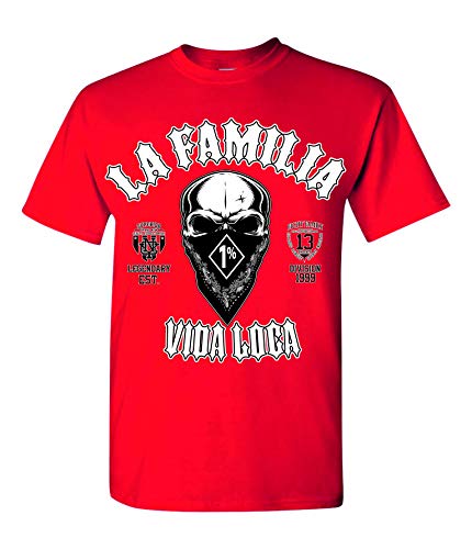 La Familia Vida Loca Original, Fuckin Criminal T-Shirt, schwarz, weiß, grau, rot (XXL, rot) von Mi Barrio