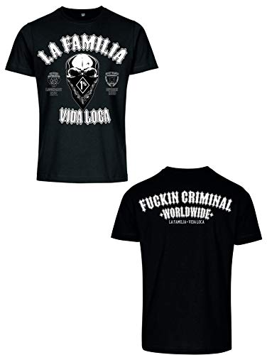 La Familia Vida Loca Original, Fuckin Criminal T-Shirt, schwarz, weiß, grau, rot (XXL, schwarz) von Mi Barrio