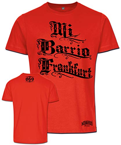 Mi Barrio, Frankfurt, 069, Herren T-Shirt, in grau, rot, weiß (Rot, XL) von Mi Barrio