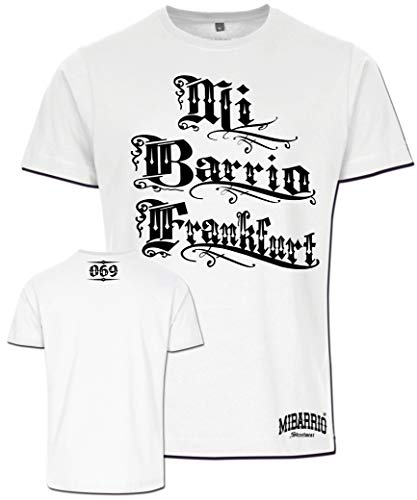 Mi Barrio, Frankfurt, 069, Herren T-Shirt, in grau, rot, weiß (Weiß, XXL) von Mi Barrio