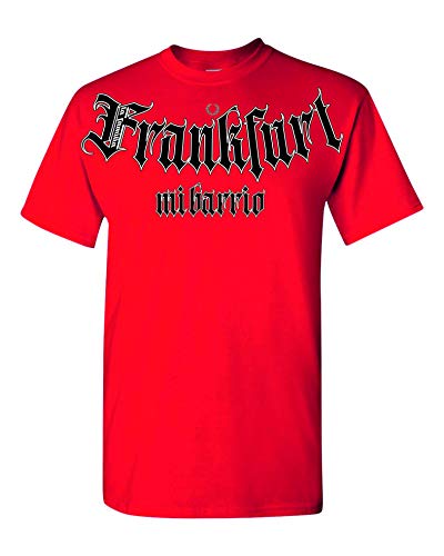 Mi Barrio, La Familia Frankfurt Casual Herren T-Shirt in schwarz, weiß, rot, grau und Camouflage (Rot, L) von Mi Barrio