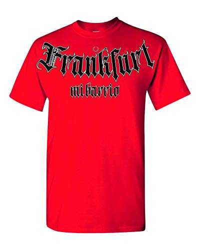 Mi Barrio, La Familia Frankfurt Casual Herren T-Shirt in schwarz, weiß, rot, grau und Camouflage (Rot, XXL) von Mi Barrio