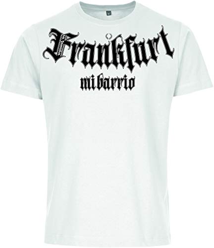 Mi Barrio, La Familia Frankfurt Casual Herren T-Shirt in schwarz, weiß, rot, grau und Camouflage (Weiß, L) von Mi Barrio