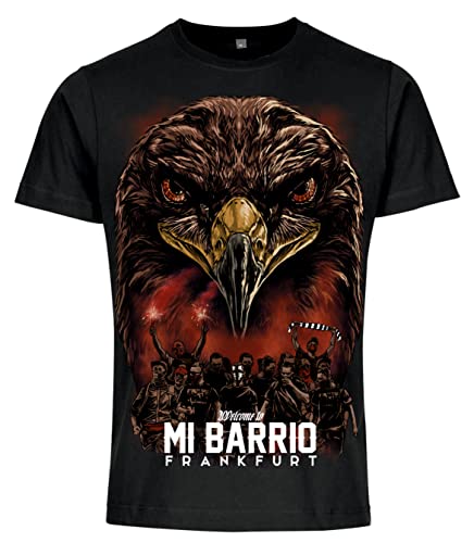 Mi Barrio Frankfurt Fan Herren T-Shirt, Frankfurt Adler Tshirt, Stadion Edition, schwarz oder weiß (as3, Alpha, 4X_l, Regular, Regular, Black) von Mi Barrio