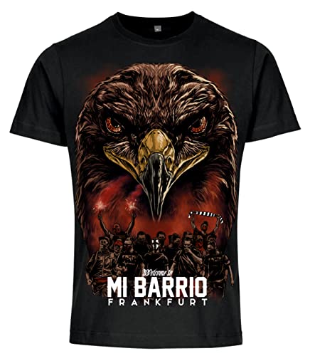 Mi Barrio Frankfurt Fan Herren T-Shirt, Frankfurt Adler Tshirt, Stadion Edition, schwarz oder weiß (as3, Alpha, l, Regular, Regular, White) von Mi Barrio