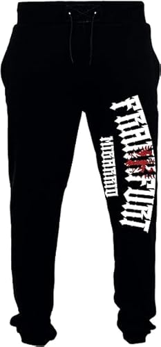 Mi Barrio Herren Sweathose, Jogginghosen, Sporthose Frankfurt Adler, schwarz, grau (L, Schwarz) von Mi Barrio