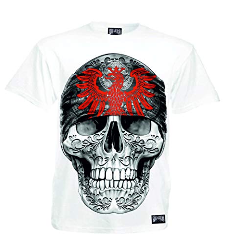 Mi Barrio Herren T-Shirt Art Big Skull weiß New Generation mit rotem Adler im Bandana (L) von Mi Barrio