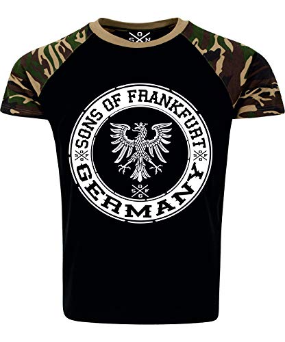 SONS of Frankfurt, Adler Patch, Herren, Jungs, Bub T-Shirt Black/Schwarz Camouflage (S) von Mi Barrio