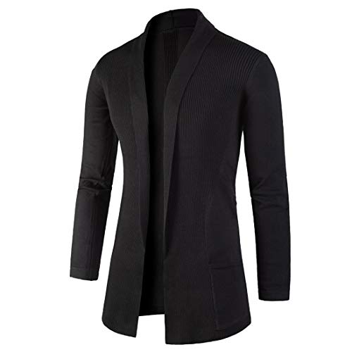 Britischer Business Cardigan Elegant Pullover schmale Mode Lässiges Jacke Pullover Cardgigan für Herren Jacke Sweat-Jacke Long Cut Revers Strickjacke Lange angenehme Übergangsjacke für Männer von Mi Manchi