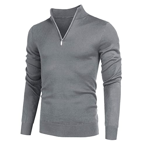 Herren Lässiger warmer Rollkragenpullover Arbeitsoberteile Langarm Pullover 1/4 Reißverschluss Tops Winter Warm Strick Polokragen Langarm Weicher Kuscheliger Viertelreißverschluss Strickwaren Pullover von Mi Manchi