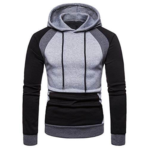 Herren Leichter Casual Hoody Frühling und Herbst Farbkombination Hoodie Kontrastfarbe Mode Lässig Langarm Sweatshirt Tunika Kordelzug Pullover Basic Pulli Kapuzenpullover Sweatjacke Mit Kängurutasche von Mi Manchi