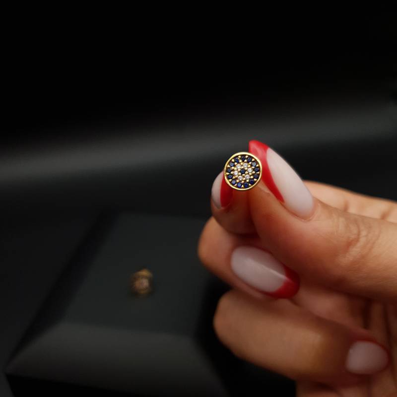 18K Gold Evil Eye Ohrringe Cubic Zirkonia Stein von MiDGold750