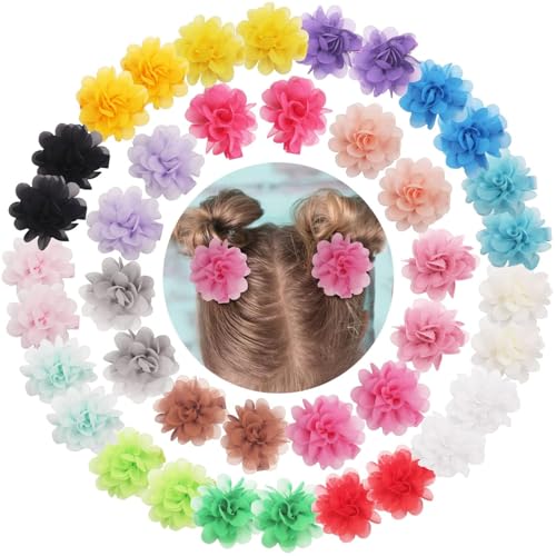 MiDoDo 40 Stück Baby Mädchen Haarspangen Chiffon Blumen Alligator Clips 2 Zoll Boutique Clips Blume Haarschmuck für Teenager Kinder Kleinkinder (40 Stück) von MiDoDo