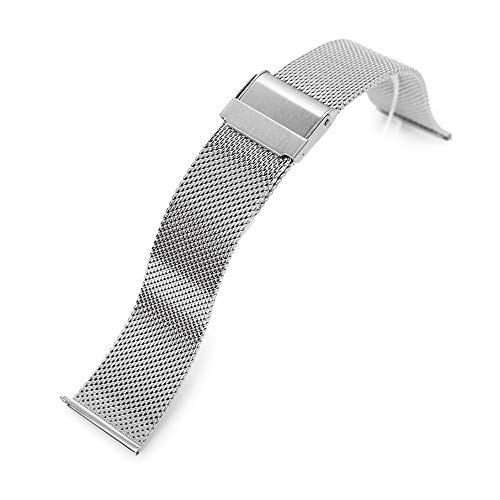 Milanaise-Uhrenarmband mit Schnellverschluss, 18 mm, klassisches superfeines Netzgewebe, poliert von MiLTAT