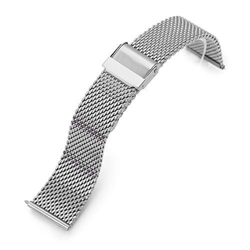 Milanaise-Uhrenarmband mit Schnellverschluss, 20 mm, spitz zulaufender Stil, gebürstet von MiLTAT