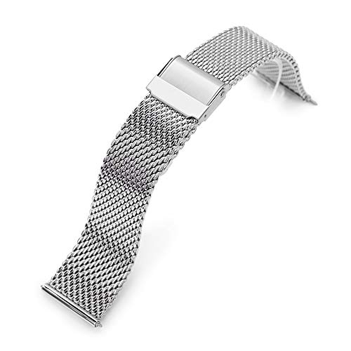 Milanaise-Uhrenarmband mit Schnellverschluss, 20 mm, spitz zulaufender Stil, poliert von MiLTAT