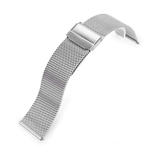 Uhrenarmband mit Schnellverschluss, 20 mm, klassisches superfeines Mailänder Uhrenarmband, gebürstet von MiLTAT