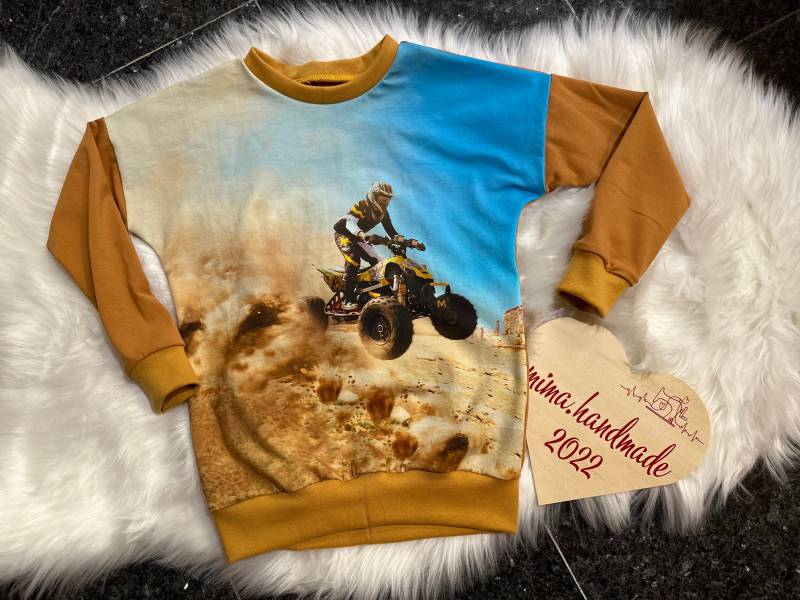 Größe 122/ Kinder Pullover/ Sweater/ Motiv Quad/ Unikate Kinderkleidung/ Handgemachte Kindermode/ Herbstmode/ Geschenkidee Jungen von MiMaHandmade2022