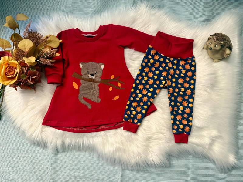 Baby - Kleid & Baby-Leggings Größe 68/ Baby-Set/ Kinderkleidung/ Handgefertigt/ Unikat/ Stickbild/ Motiv Katze/ Geschenk Zur Geburt/Babygröße von MiMaHandmade2022