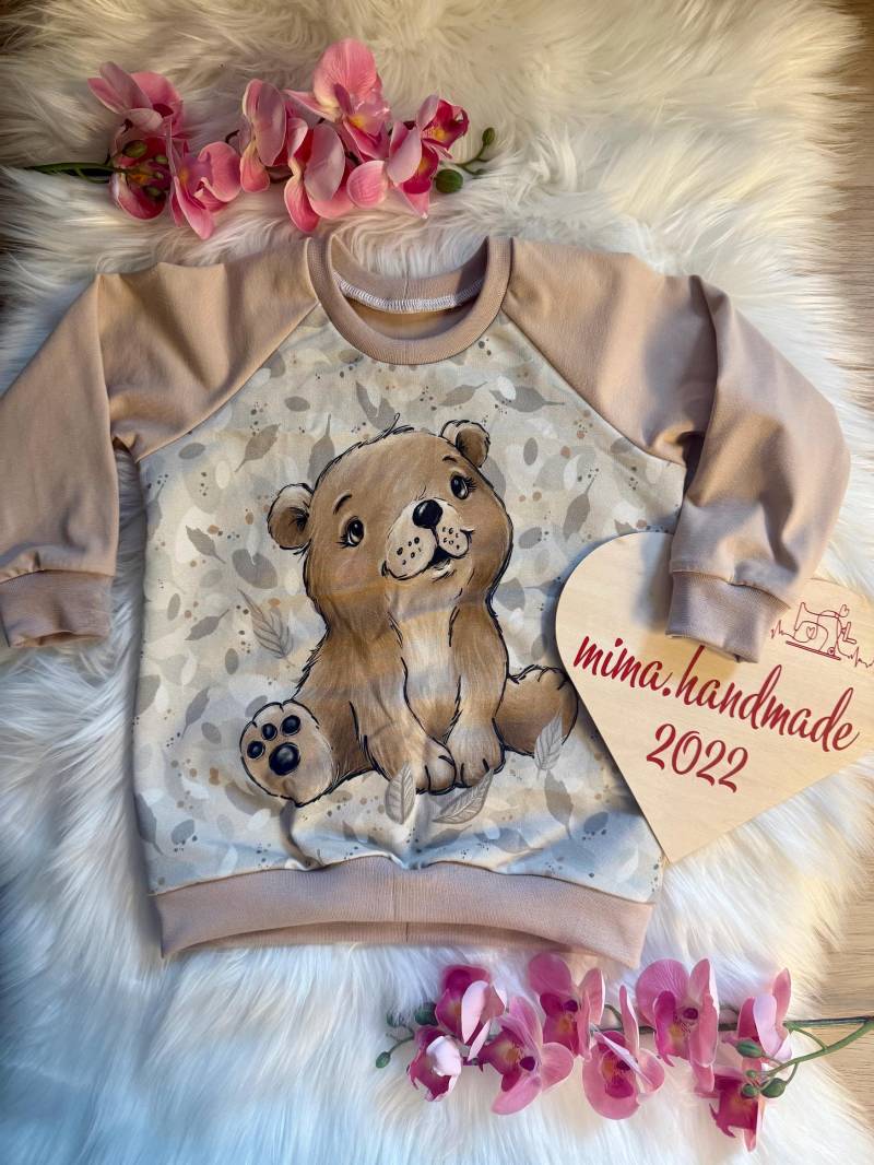 Kinder-Pullover/ Größe 92/ Raglan Pullover/ Sweatshirt/ Handmade Kinderkleidung/ Nachhaltige Kindermode/ Motiv Bär/ Geschenkidee Für Kinder von MiMaHandmade2022