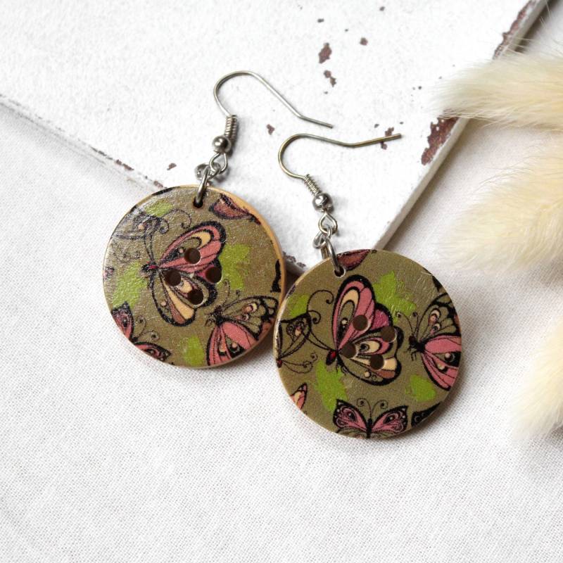 Butterfly Ohrringe Holz | Ohrhänger Schmetterling Holzschmuck Geschenkidee Frau Freundin Schwester Mama von MiMaKaefer