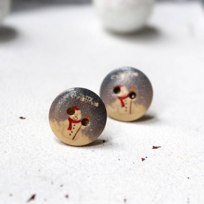 Holzohrstecker Schneemann Lebkuchenmädchen Ohrringe | Ohrschmuck Weihnachten von MiMaKaefer