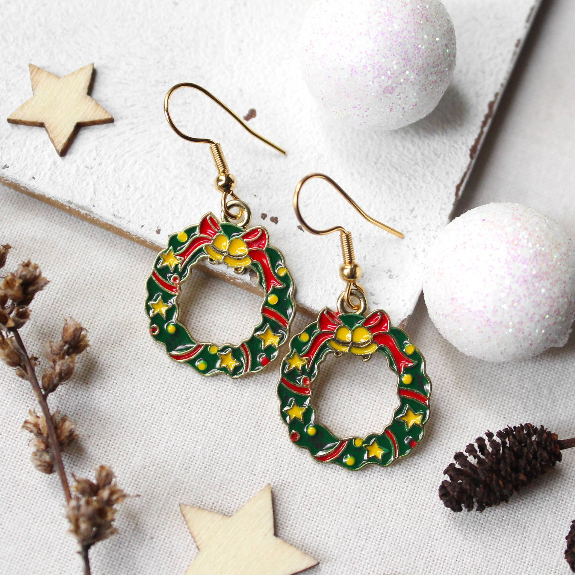 Ohrringe Weihnachtskranz Ohrhänger | Ohrschmuck Weihnachten von MiMaKaefer
