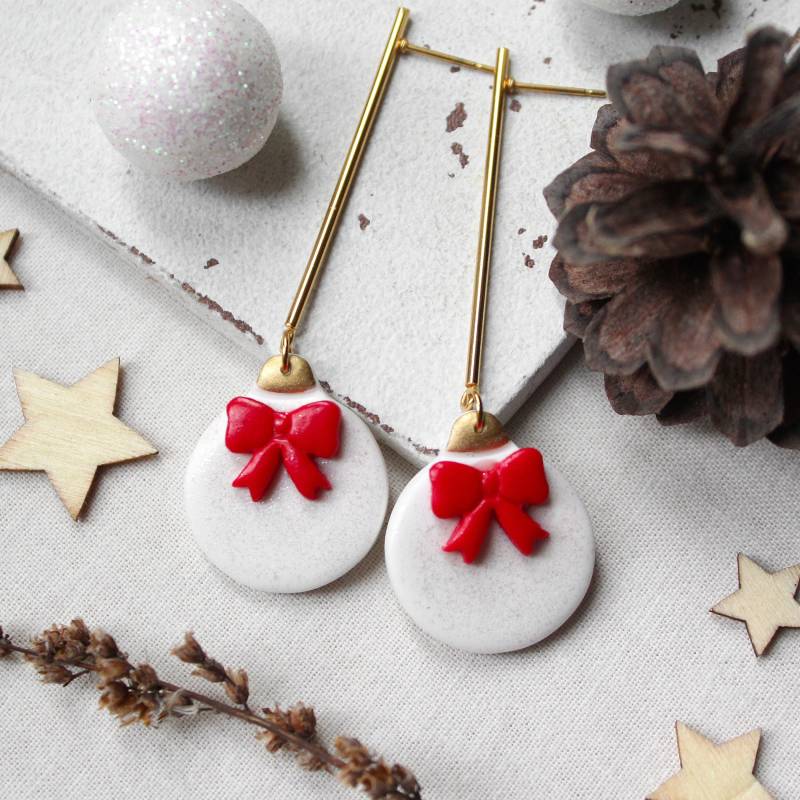 Ohrringe Weihnachtskugeln Ohrhänger Polymer Clay | Ohrschmuck Weihnachten von MiMaKaefer
