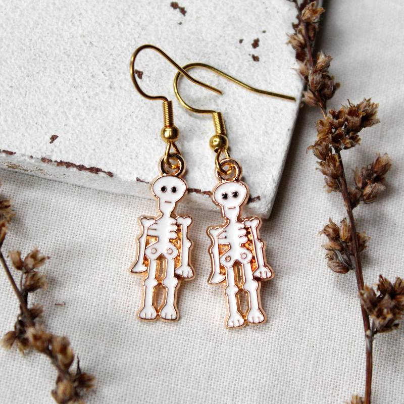 Skelett Ohrringe Gold | Ohrschmuck Skelett Ohrringe Gold | Ohrschmuck von MiMaKaefer
