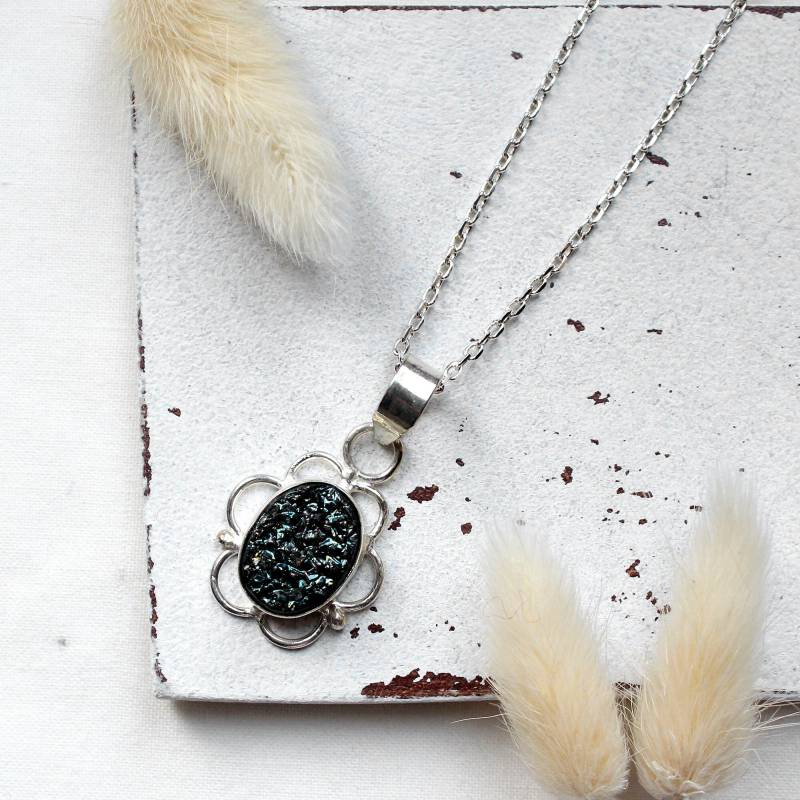 Solar Quarz Kette 925 Sterling Silber | Halsschmuck Geschenke Für Frauen Freundin Schwester Mama von MiMaKaefer