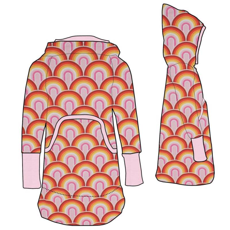 Damen Retrokleid Hoodiekleid Regenbogen Rosa von MiMaMaeuschen