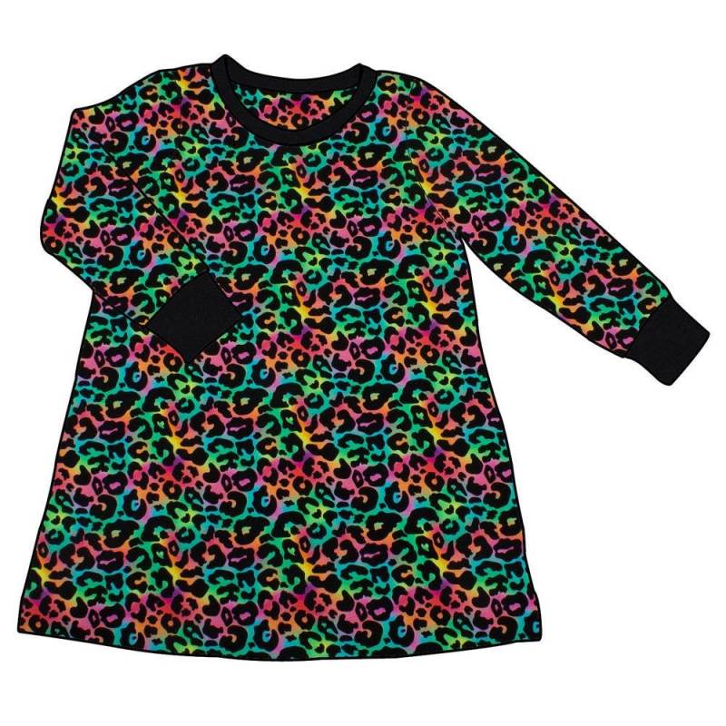 Kinder Basic Langarmkleid Leo Regenbogenfarben von MiMaMaeuschen