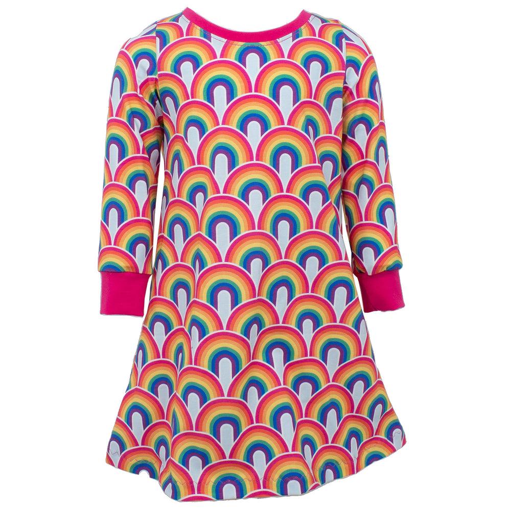 Kinder Basic Langarmkleid Regenbogen Bunt von MiMaMaeuschen