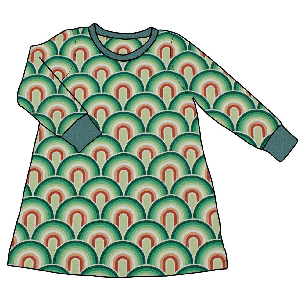 Kinder Basic Langarmkleid Regenbogen Grün von MiMaMaeuschen