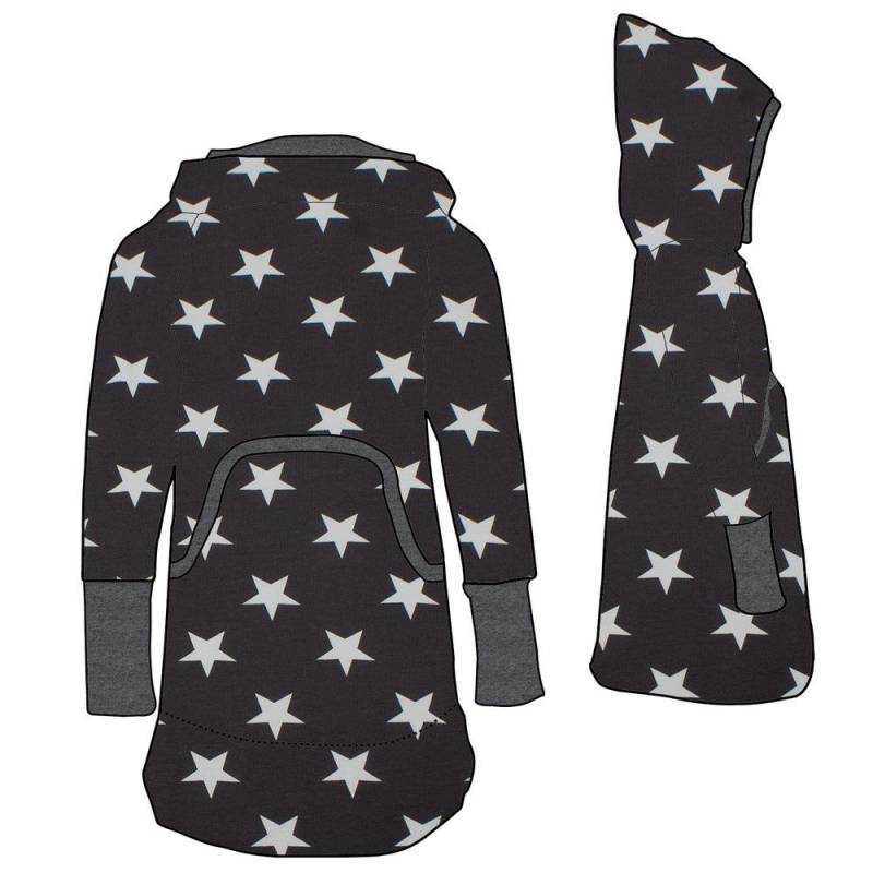Kinder Retrokleid Hoodiekleid Sterne Grau von MiMaMaeuschen