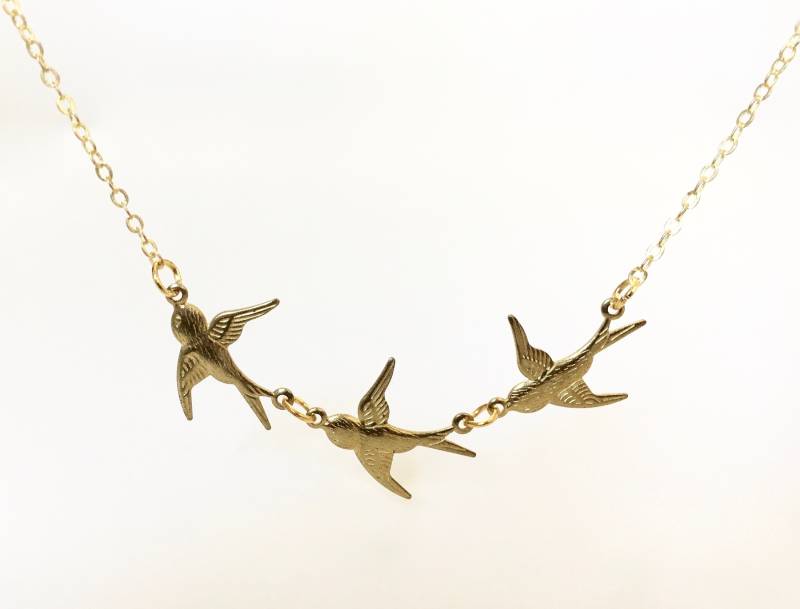 Ahoi Feine Vintage Nostalgie Schwalben Messing Kette Gliederkette von MiMaMeise